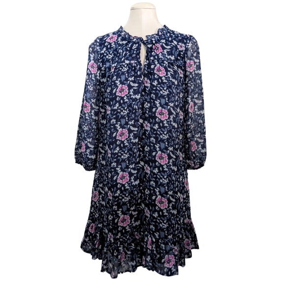 Vineyard Vines Dresses & Skirts - Vineyard Vines Tiered Dress Blue Floral Keyhole Neck Ruffled Lightweight Small